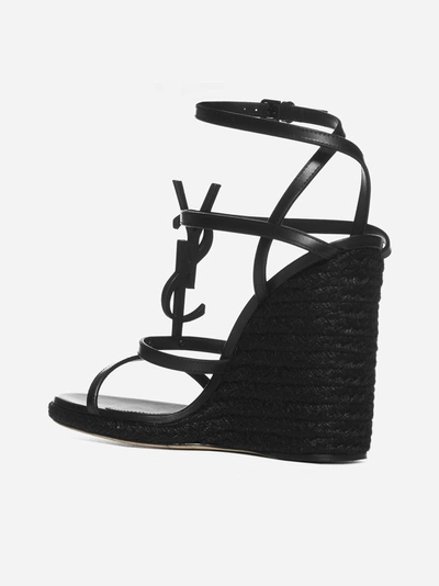 Shop Saint Laurent Cassandra Ysl Leather Sandals
