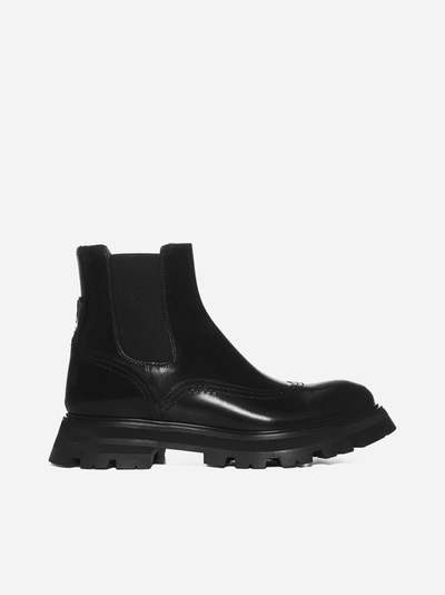 Shop Alexander Mcqueen Leather Chelsea Boots