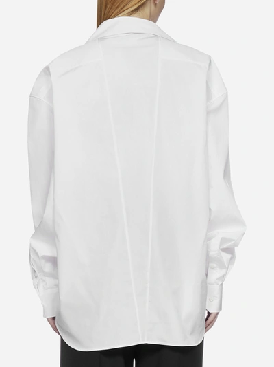 Prada Women's Strap-detailed Draped Cotton Poplin Shirt In White 