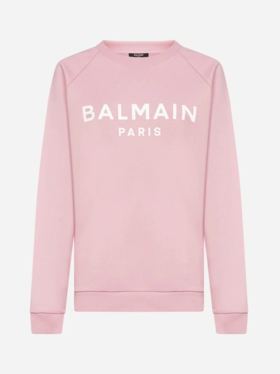 Shop Balmain Logo Cotton Sweatshirt