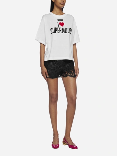 Shop Dolce & Gabbana I Love Supermodels Cotton T-shirt
