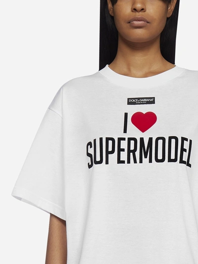 Shop Dolce & Gabbana I Love Supermodels Cotton T-shirt