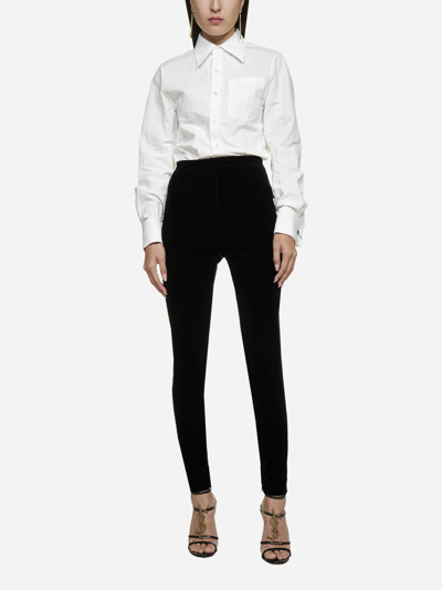 Shop Saint Laurent Velvet Skinny Trousers