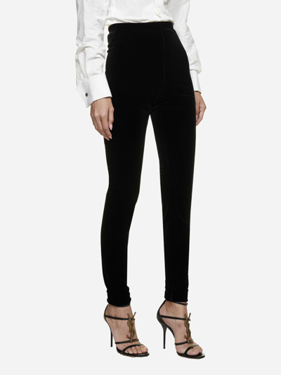 Shop Saint Laurent Velvet Skinny Trousers