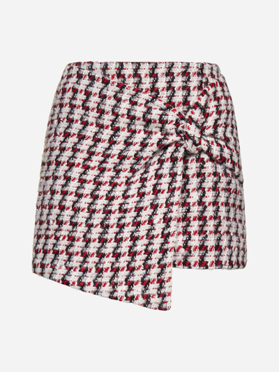 Amen Knot-detail Tweed Miniskirt In Red