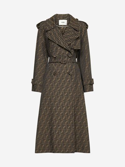 Shop Fendi Ff Logo Double-breasted Trench Coat