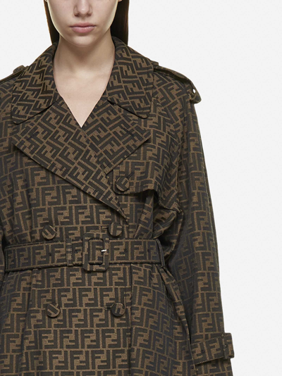 Shop Fendi Ff Logo Double-breasted Trench Coat