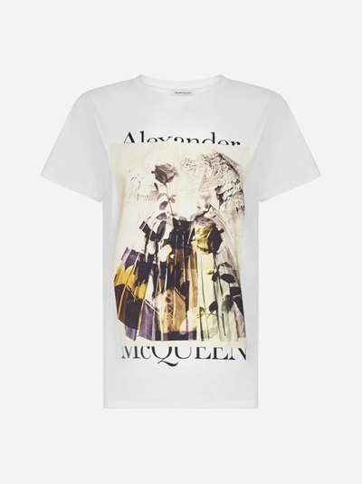 Shop Alexander Mcqueen Logo And Print Cotton T-shirt