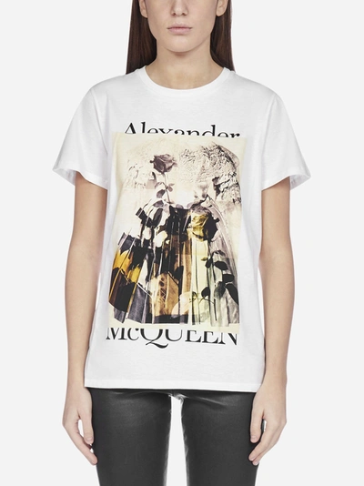 Shop Alexander Mcqueen Logo And Print Cotton T-shirt