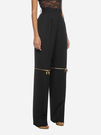 Shop Dolce & Gabbana Zip-detail Virgin Wool Trousers