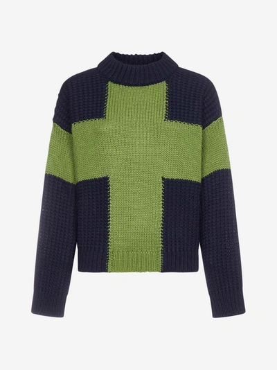 Shop Essentiel Antwerp Cross-intarsia Wool-blend Sweater