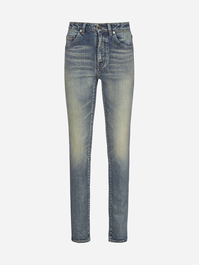 Shop Saint Laurent Stretch Denim Skinny Jeans