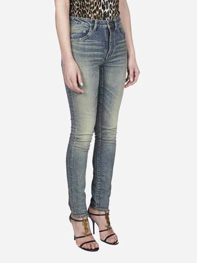 Shop Saint Laurent Stretch Denim Skinny Jeans