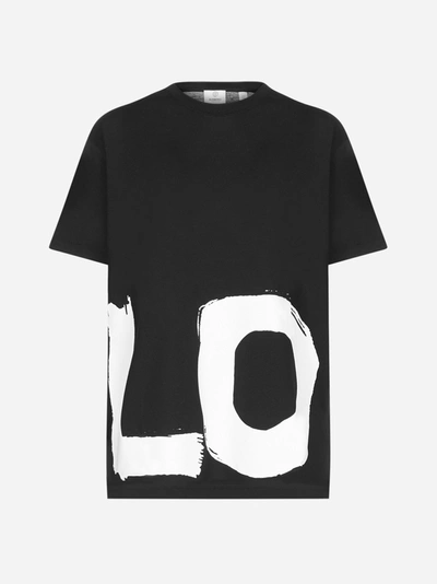 Shop Burberry Love Print Cotton T-shirt In Black