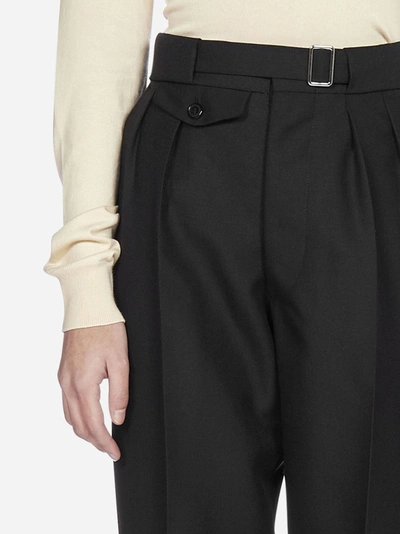 Shop Maison Margiela Belted Wool And Mohair Trousers