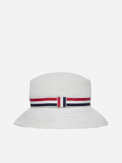 Shop Thom Browne Straw Bucket Hat
