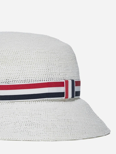 Shop Thom Browne Straw Bucket Hat