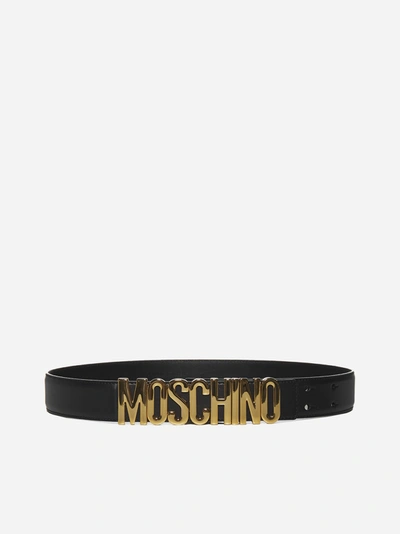 Shop Moschino Logo Leather Belt
