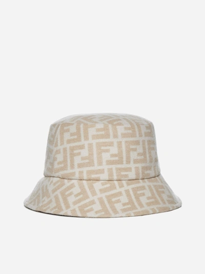 Shop Fendi Ff Logo Wool And Silk Bucket Hat