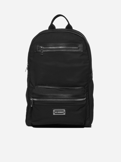 Shop Les Hommes Nylon And Leather Backpack