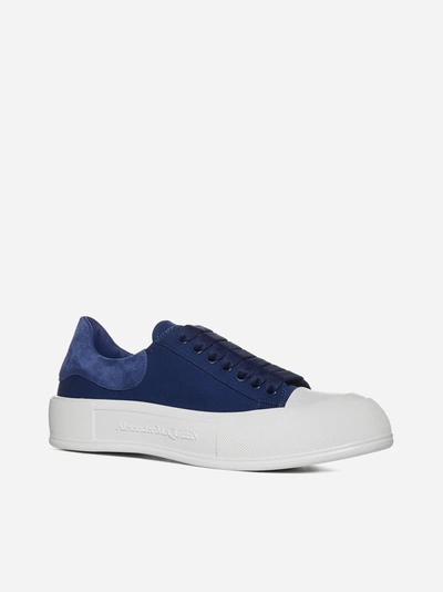 Shop Alexander Mcqueen Plimsoll Canvas And Suede Sneakers