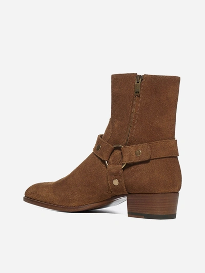 Shop Saint Laurent Wyatt 40 Suede Boots In Brown
