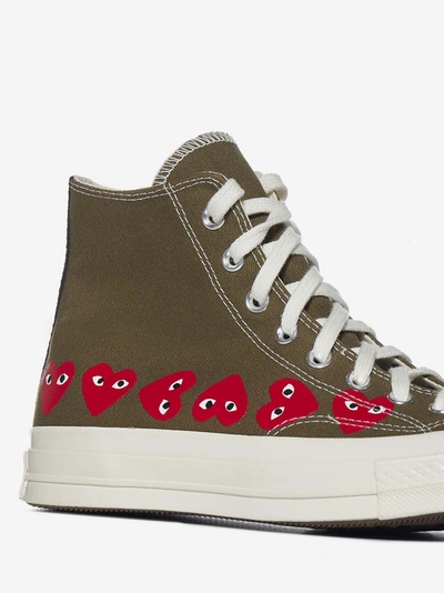 Shop Comme Des Garçons Play Chuck Taylor X Converse Canvas High-top Sneakers In Khaki