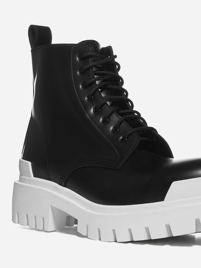 Shop Balenciaga Strike Leather Combat Boots