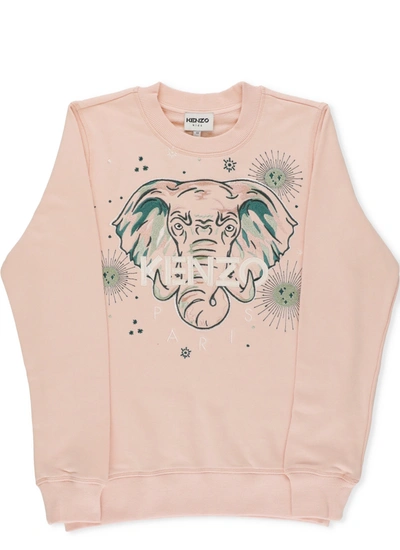 Shop Kenzo Kids Elephant Printed Crewneck Sweatshirt In Pink