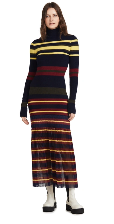 Shop Philosophy Di Lorenzo Serafini Extrafine Merino Wool Striped Sweater Dress In Fantasy Print Violet