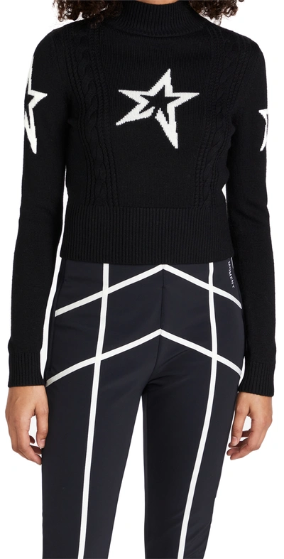 Perfect Moment Cable Underwear Sweater Black In Black