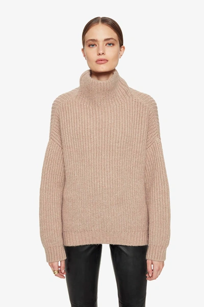 Anine Bing Sydney Funnel Neck Wool & Alpaca Blend Sweater In Camel