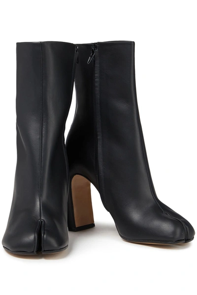 Shop Maison Margiela Tabi Split-toe Leather Ankle Boots In Black