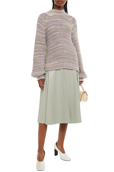 Shop Nicholas Striped Alpaca-blend Sweater In Lilac