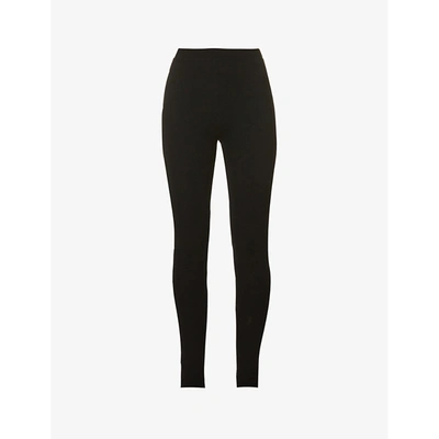 Shop Totême Toteme Women's Black High-rise Slim-fit Zipped-cuff Stretch-jersey Leggings