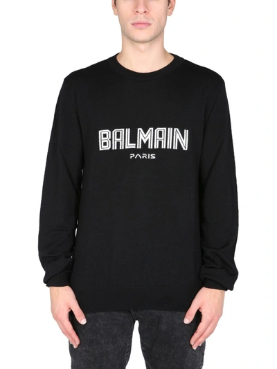 Shop Balmain Men's Black Wool Sweater