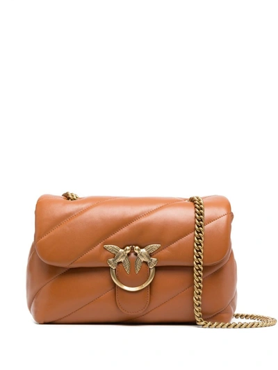 Shop Pinko Women's Brown Leather Shoulder Bag