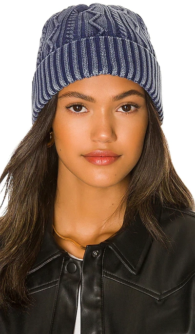 Shop Free People Stormi Washed Cable Beanie In Navy