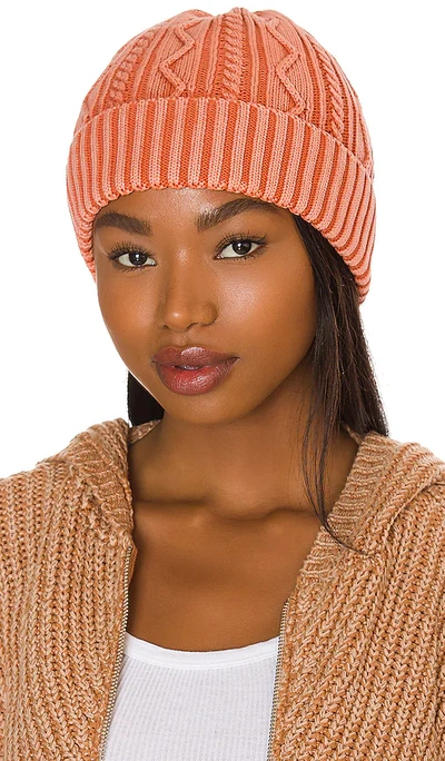Shop Free People Stormi Washed Cable Beanie In Chestnut
