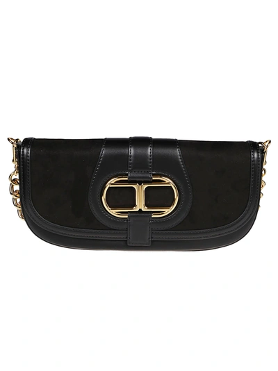 Shop Elisabetta Franchi Logo Plaque Shoulder Bag In Black