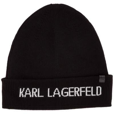 Shop Karl Lagerfeld Logo Intarsia Beanie In Multi