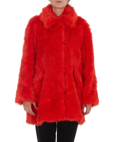 Shop Msgm Faux Fur Single In Red