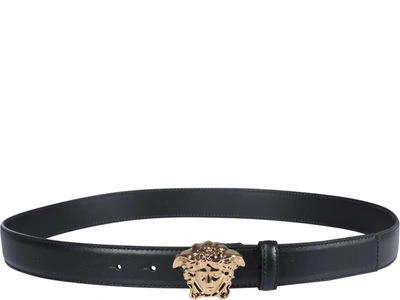 Shop Versace La Medusa Greca Buckle Belt In Black