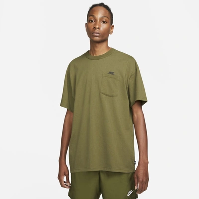 Shop Nike Sportswear Premium Essentials Men's Pocket T-shirt In Rough Green,black
