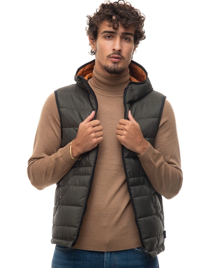 Shop Fay Quilted Gilet Green Polyester Man