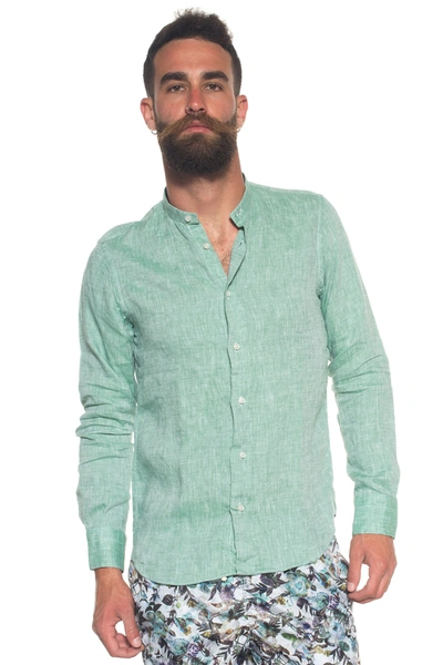 Vincenzo De Lauziers Shirt With Guru Collar In Green | ModeSens