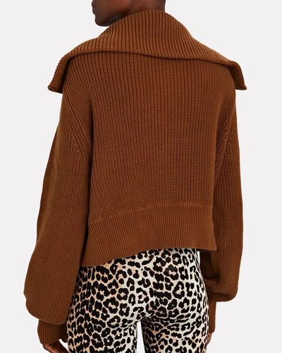 Shop Varley Mentone Half-zip Cotton Sweater In Brown