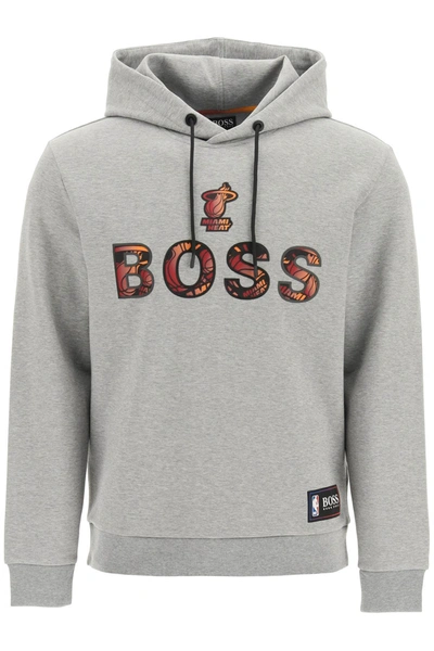 Hugo Boss X Nba Wbounce 2 Chicago Bulls Logo Hooded Sweatshirt In Black