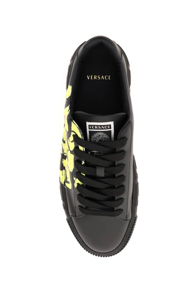 Shop Versace Greca Sneakers With Medusa Smile Print In Mixed Colours