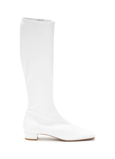 Shop By Far Edie' Square Toe Leather Knee-high Boots In White